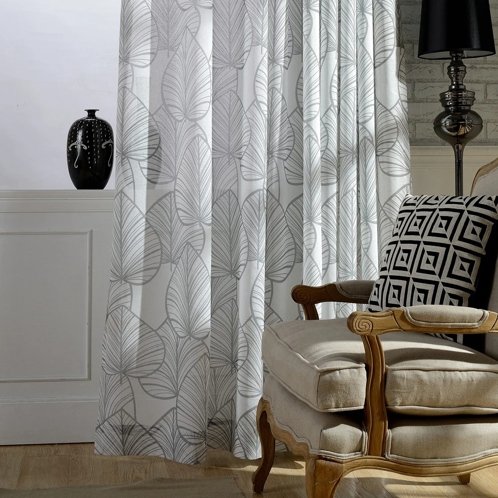 Cortinas de hojas impresas de nueva temporada para tratamiento de ventana de sala de estar