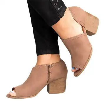 brown leather heeled mules