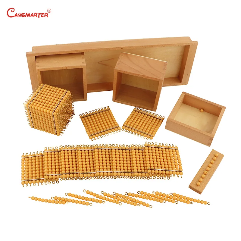 

Educational Wooden Toy Copper Gold Acrylic Beads Materials Trays for 5 Year old Teaching Montessori Students Math Toys MA130-3