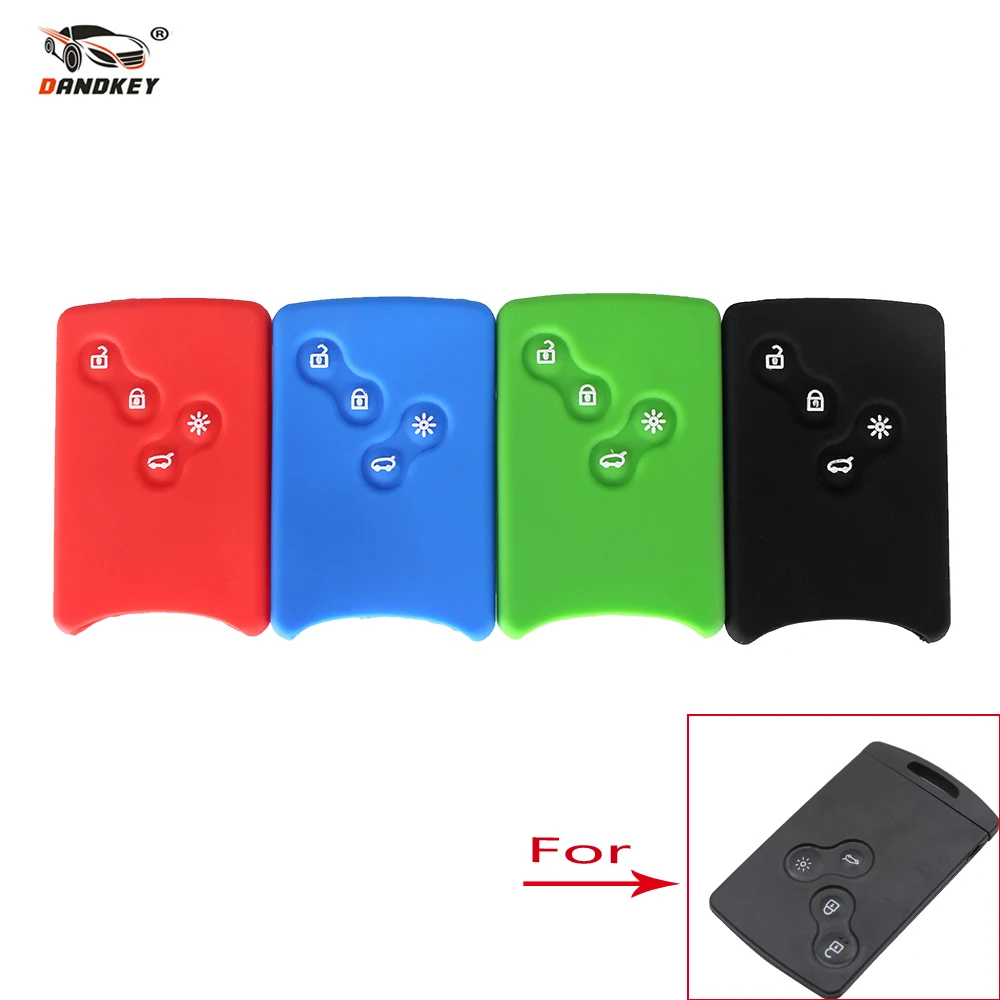 

DANDKEY 4 Buttons Silicone Rubber Car-Styling Key Cover Case Protector For Renault Clio Logan Megane 2 3 Koleos Scenic