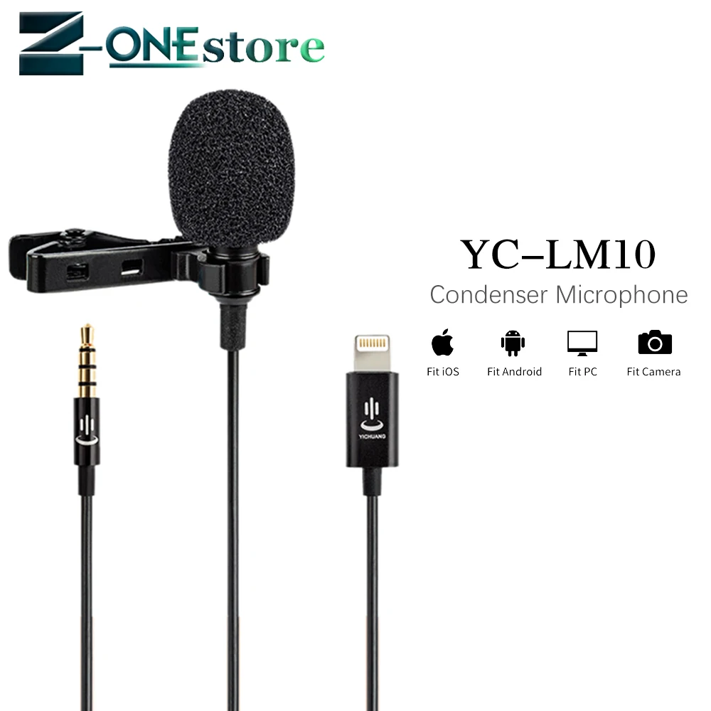 YC LM10 петличный микрофон для записи аудио и видео конденсаторный iPhone 8 7 6 5 4S 4 Samsung