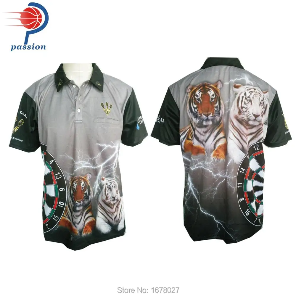 Unique Team Grey Dart Shirt With Tiger Designs Free Shipping via dhl-in