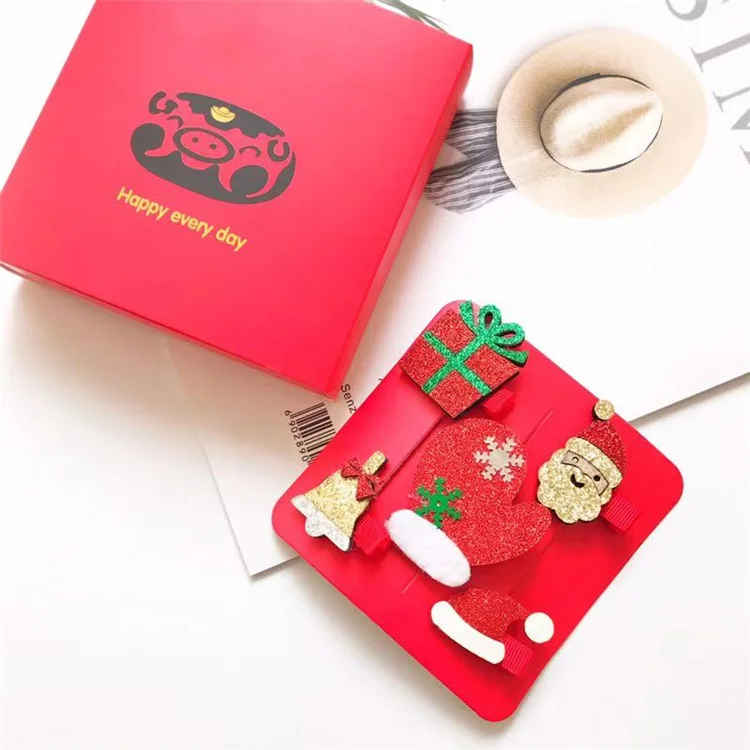 kid Christmas Santa Claus hair accesories hairpin headband gift box baby girl hairclip baby girl hair accessories children cute (3)
