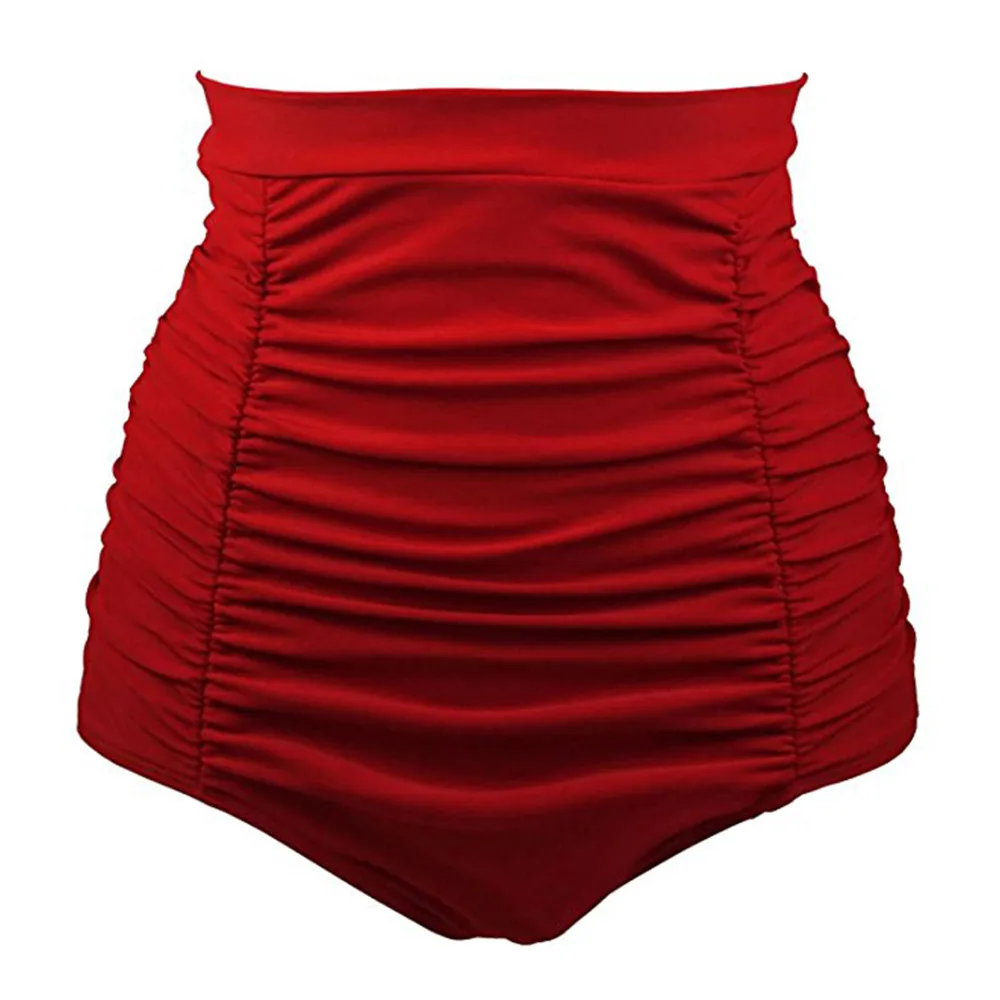 Плавки бикини, купальник для женщин и девушек, бикини для купания, сексуальный пляжный купальник, плавки с высокой талией, шорты, штаны, бразильский купальник - Цвет: Red