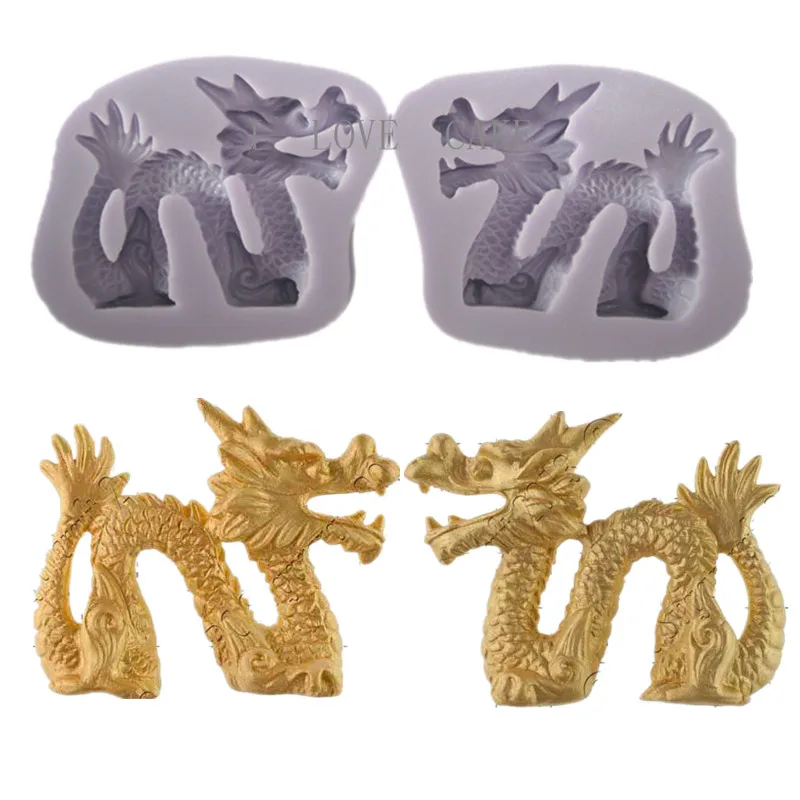 2pcs Chinese Dragon Silicone Mold Candy Chocolate Soap Mould Cooking
