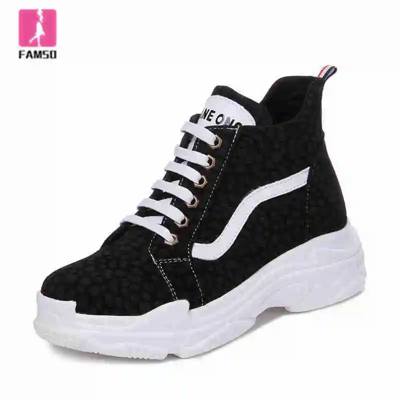

FAMSO 2019 New Arrival Women Canvas Walking Sneakers Platforms big Size 34-43 Leopard Spring Autumn Casual Chunky Sneakers