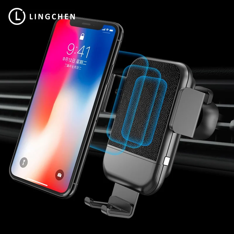 LINGCHEN Автомобиль Air Vent Qi Беспроводной Зарядное устройство для iPhone X XS Max XR 8 зарядка