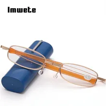 Imwete, складные очки для чтения, для мужчин и женщин, чехол-карандаш, портативная металлическая оправа, очки для дальнозоркости, чехол-карандаш, очки
