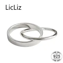 LicLiz, новинка, 925 пробы, серебряные кольца для женщин, ювелирные изделия из белого золота, полированные двойные кольца, наборные крестовые кольца LR0722