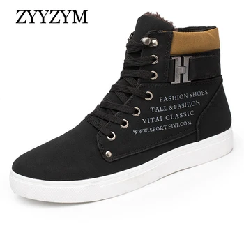 

ZYYZYM Boots Men Winter Boots Help Style Classic Plush Men Boots Keep Warm Men Shoes Man Snow Boots New Black