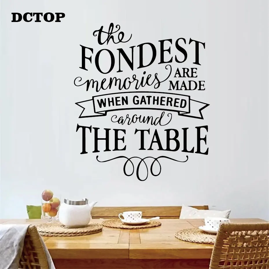 

The Fondest Memories Wall Sticker Kitchen Inspiration Quote Gathered around Table Decals Home Decor Art Dining Room Tile Mural