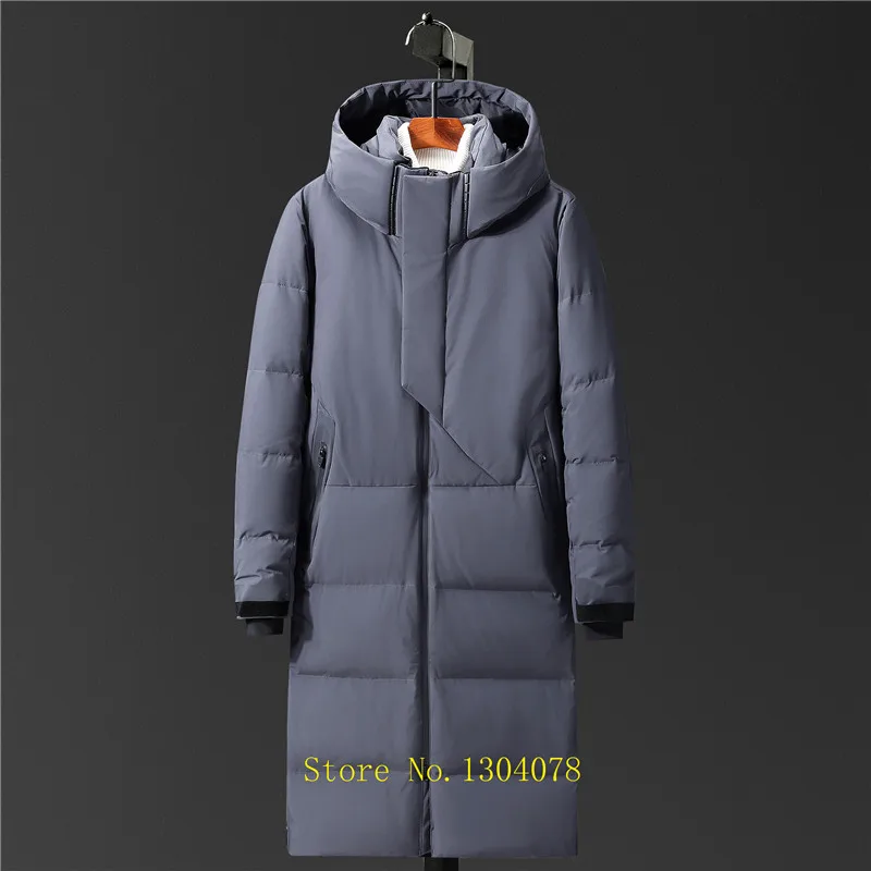 Зимнее пальто, удлиненный пуховик, утолщенная теплая ветрозащитная русская зимняя куртка, Мужская шапка, doudoune homme, Брендовое пуховое пальто-40 градусов