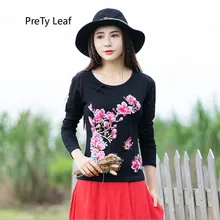 Новая Осенняя Футболка с нашивками в национальном стиле