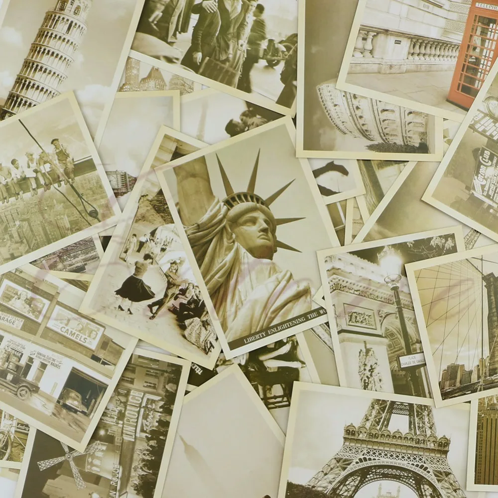 Лот из 32 путешествия открытка Ретро Винтаж пейзаж фото картина плакат открытка