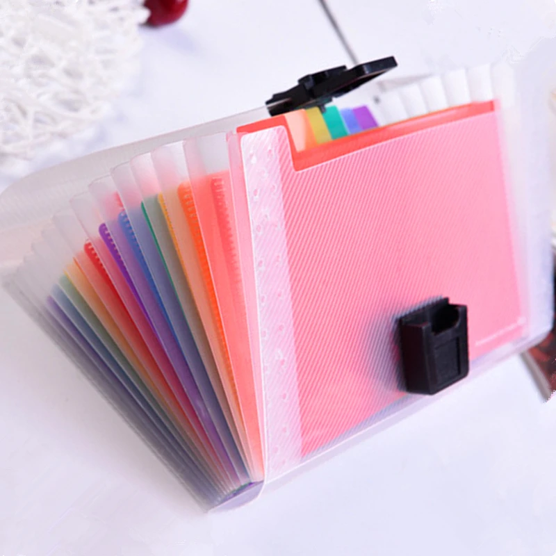

13 Grids A6 Document Bag Cute Rainbow Color Mini Bill Receipt File Bag Pouch Folder Organizer File Holder Office School Supply