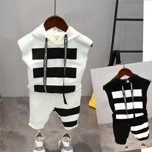 Комплекты одежды для маленьких мальчиков летние хлопковые детские комплекты с буквенным принтом комплект из 2 предметов, футболка+ короткие штаны Детский комплект на возраст от 2 до 6 лет