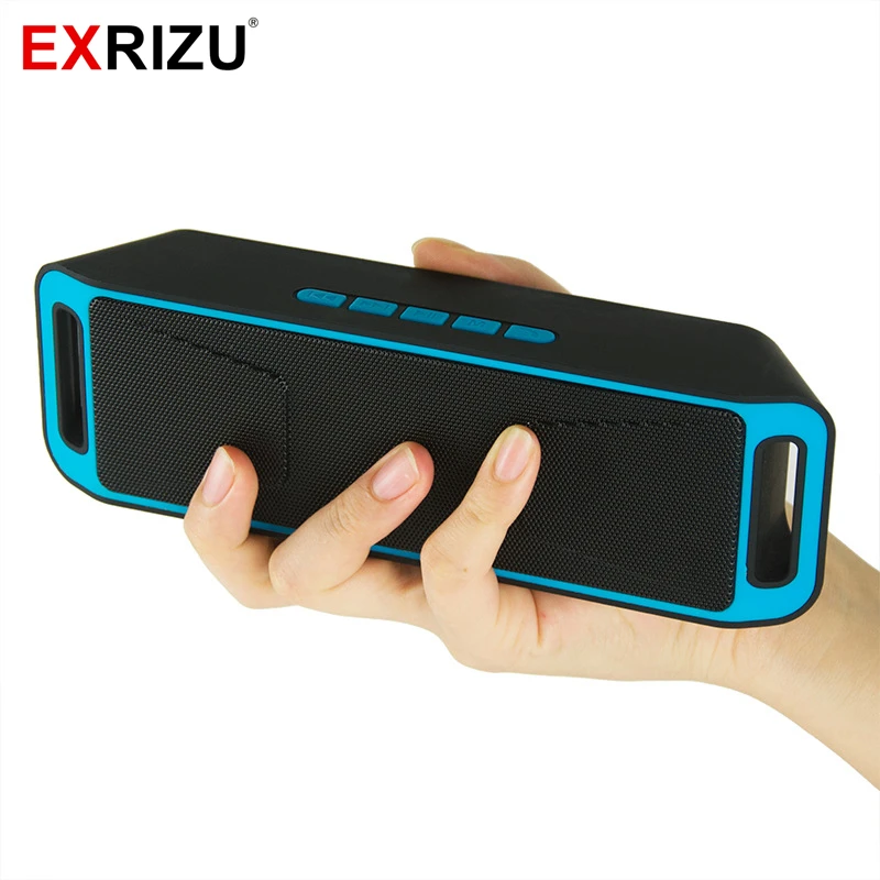 EXRIZU SC208 Wireless Bluetooth 4.0 Speaker Stereo Subwoofer Audio Music Speakers TF USB AUX FM Radio Dual Bass Sound Box