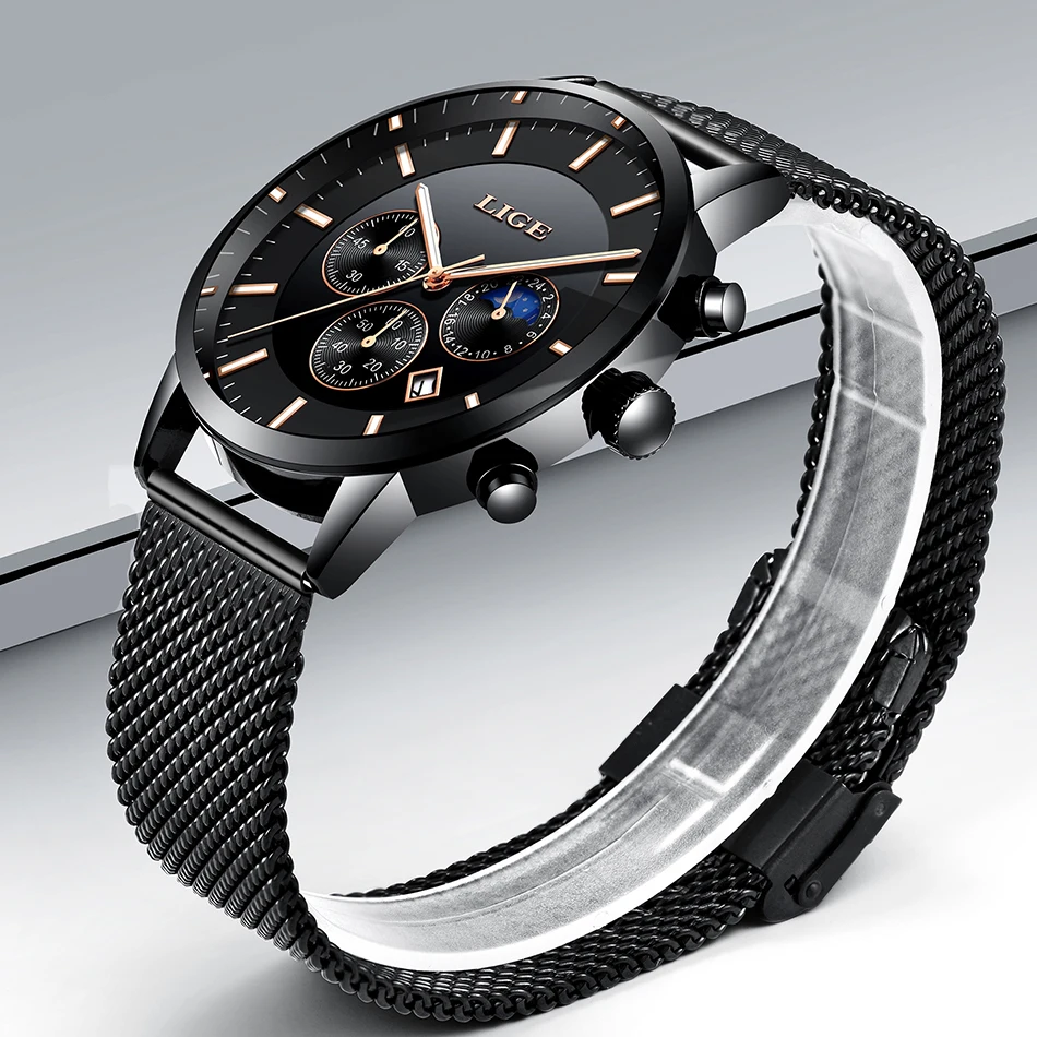 LIGE Для мужчин s часы лучший бренд класса люкс Для мужчин, спортивные военные часы Для мужчин Нержавеющая сталь Водонепроницаемый кварцевые часы Relogio Masculino