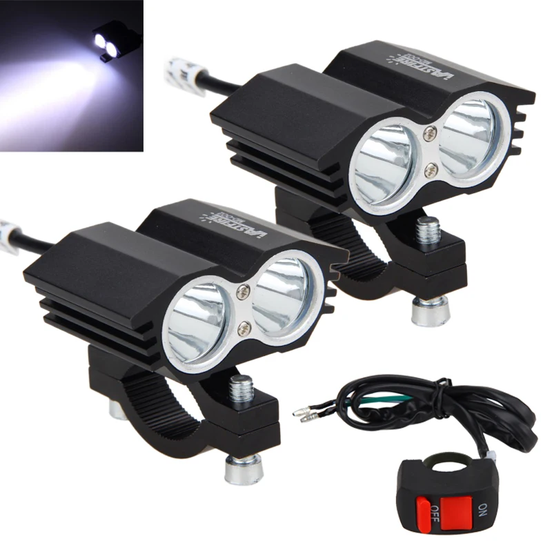 

2PCS 12V-36V 30W 3000LM 2x XM-L T6 LED Motorcycle Spot Work Light Offroad Driving Fog Lamp with Switch