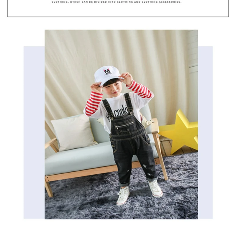 Baby Boys and childrens overalls jeans Pants clothes In the spring and autumn Stylish and simple Ripped jeans Pure color kids jeans Clothing (5)