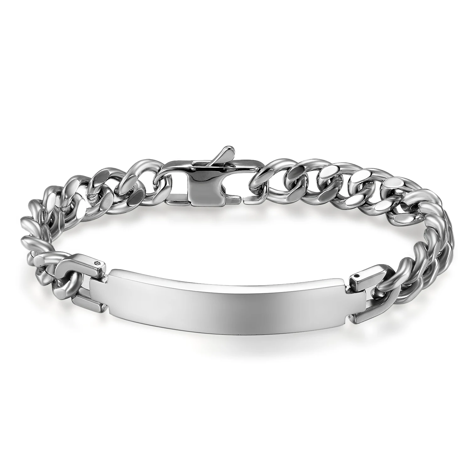 BONISKISS Men's Stainless Steel Bracelet DIY Customize Engraving Charm