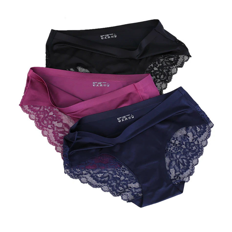 

Hot Sexy Lace Panties Women Seamless Underwear Briefs Nylon Silk for Ladies Bikini Cotton Transparent Lingerie Plus Size Briefs