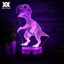 Мультфильм Животные динозавра 3D визуальный индикатор 7 цветов LED Детская комната украшения touch Ночные светильники USB Творческий Настольная лампа подарок