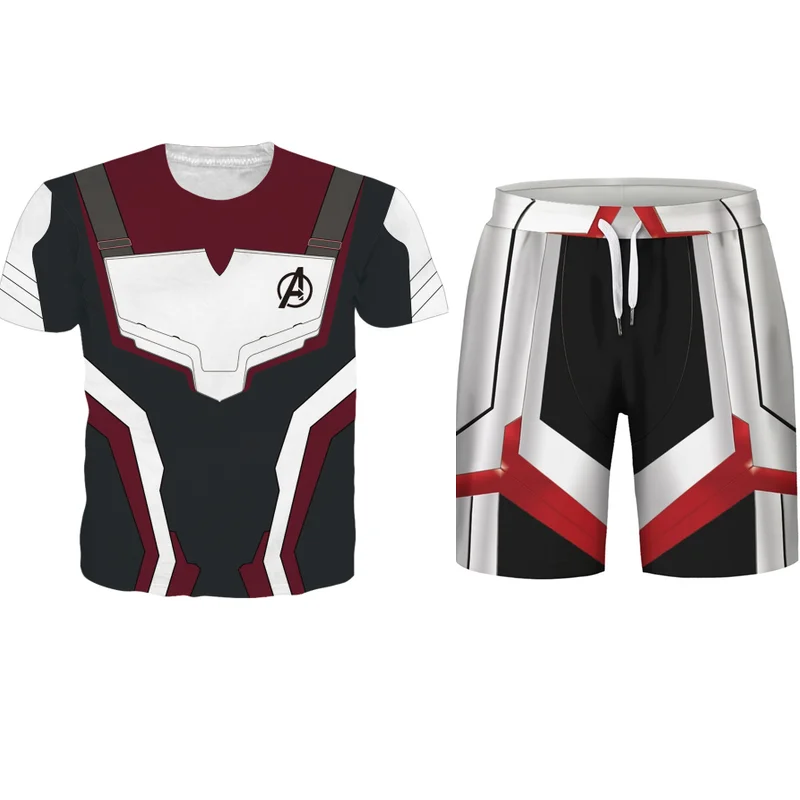 

Avengers 4 Endgame Quantum Realm Men Shorts and T Shirt Sets Marvel Costume Advangers End Game Male Sets 2019 Superhero Suits