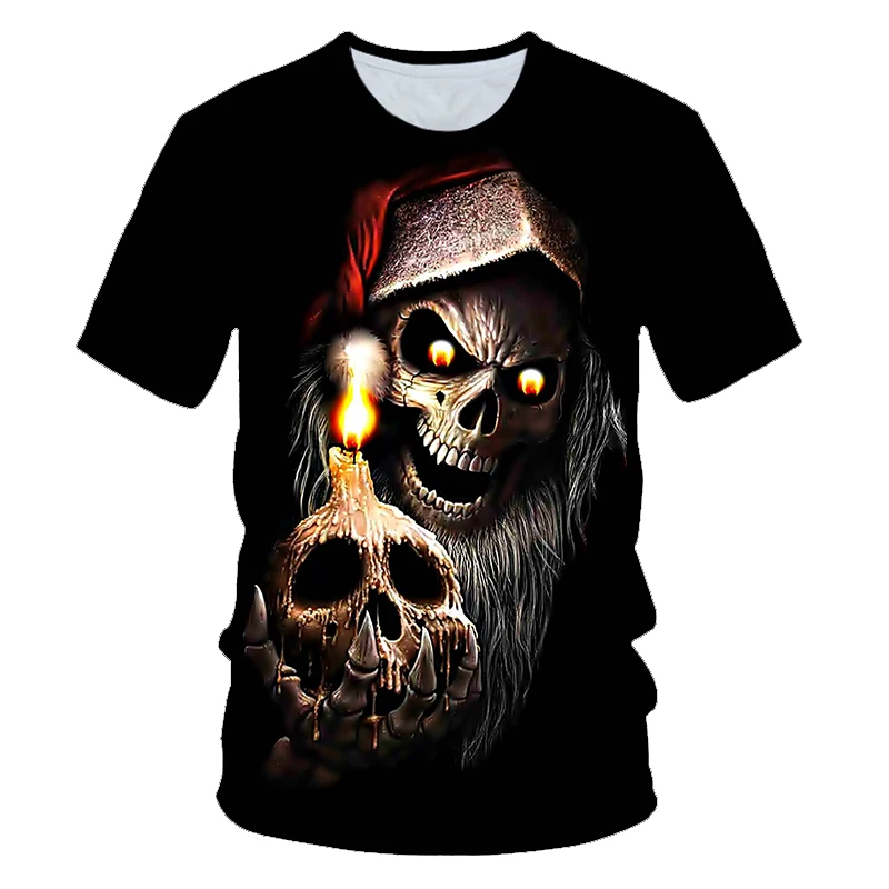 New hot men's summer skull poker print men's short-sleeved T-shirt 3D T-shirt casual breathable season hip-hop brand T-shirt 6XL