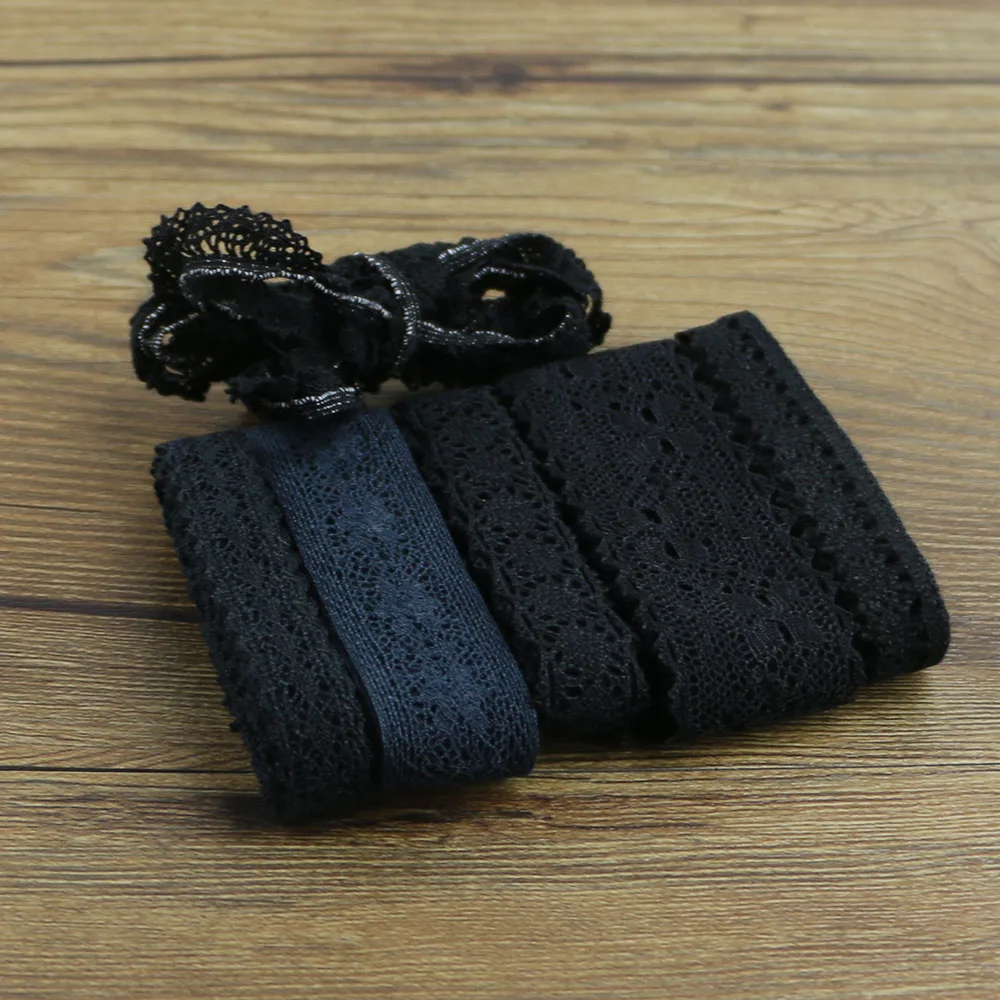 1 ярдов тонкого черного хлопка кружева Швейные аксессуары для дома материалы DIY Свадебные украшения