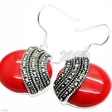 Модные серьги из стерлингового серебра 925 пробы 18*18 мм из красного коралла