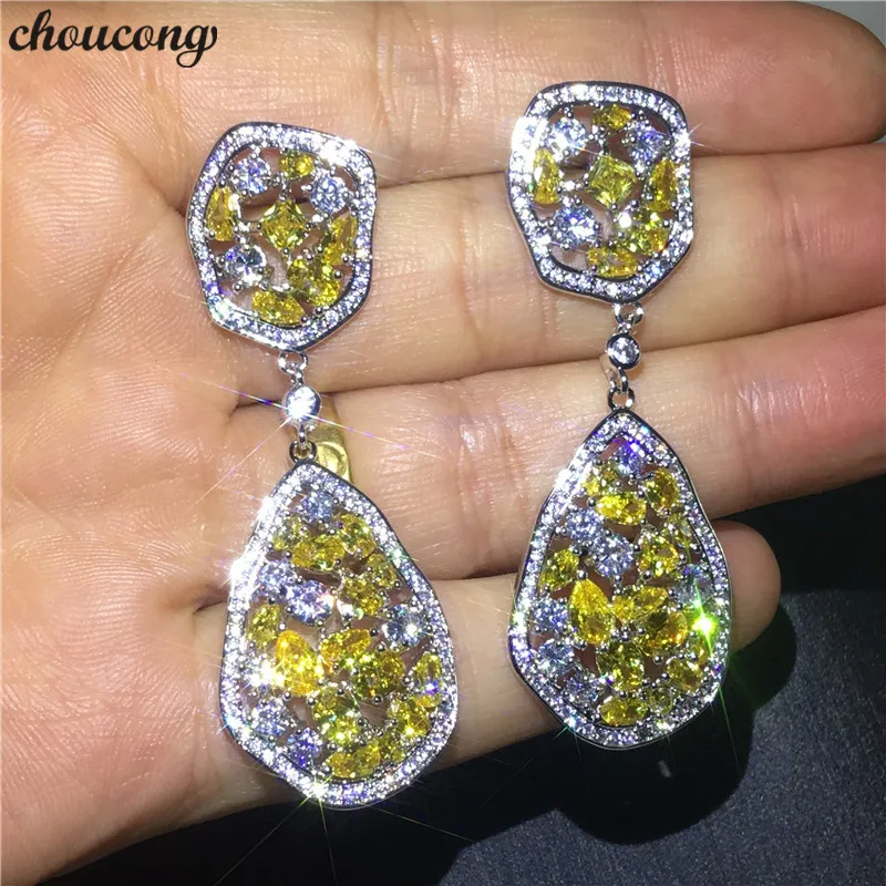 Женские свадебные серьги-подвески choucong вечерние серьги из белого золота с