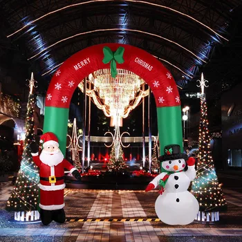 

Behogar 240CM/7.87 Feet Christmas Inflatable Santa Snowman Greetings Arch Archway Yard Garden Holiday Xmas Festival Decorations