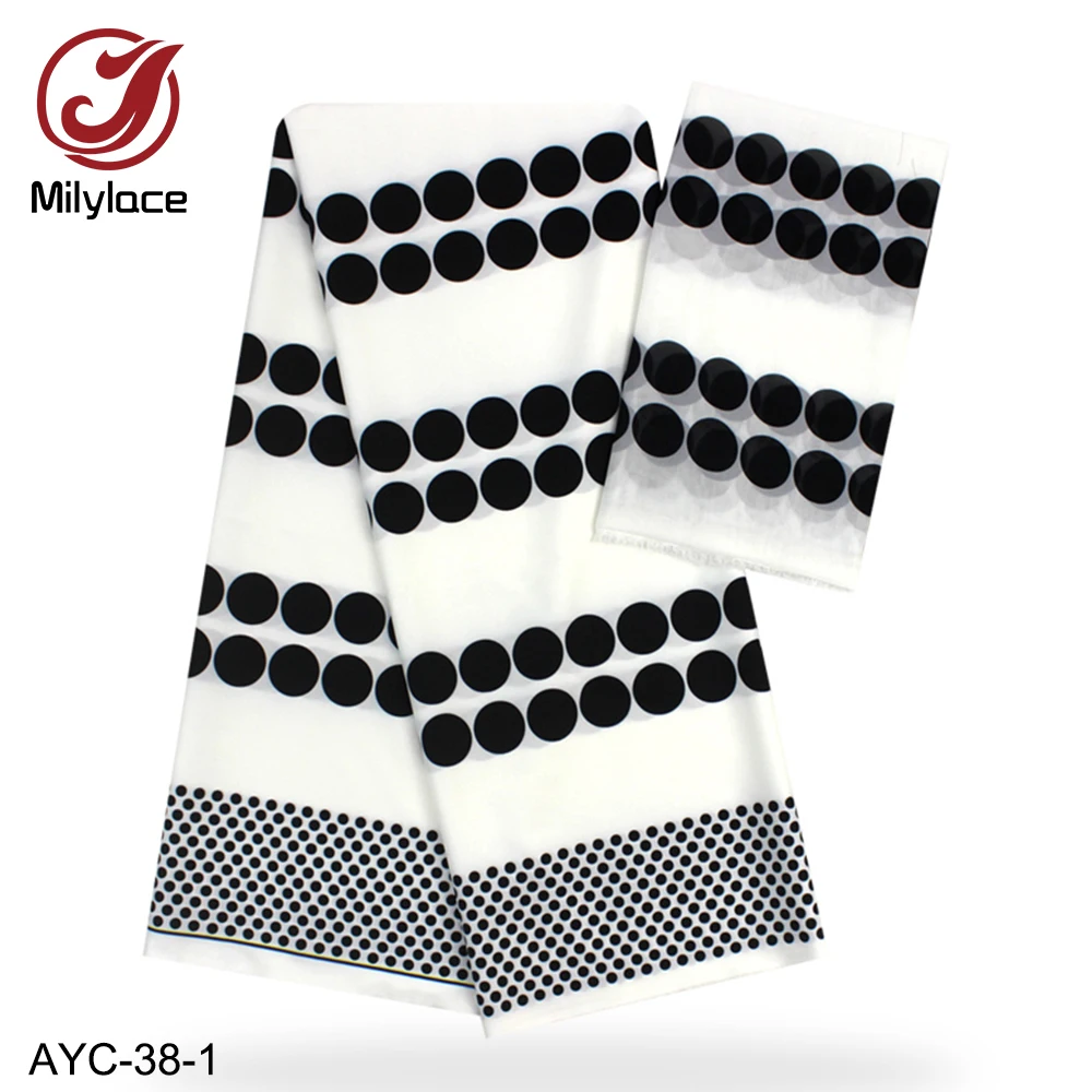 Удобная шифоновая набивная ткань 4 ярдов для одежды+ атласная шелковая ткань с принтом 2 ярдов для одного комплекта повседневной одежды AYC-38