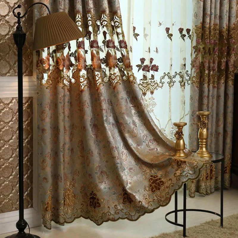 Luxury Window Curtains For Living Room Embroidered Voile Curtains