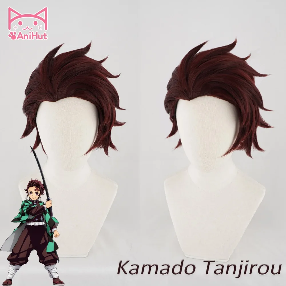 

AniHut Kamado Tanjirou Wig Kimetsu no Yaiba Demon Slayer Cosplay Hair Synthetic Heat Resistant Hair Kamado Tanjirou Cosplay