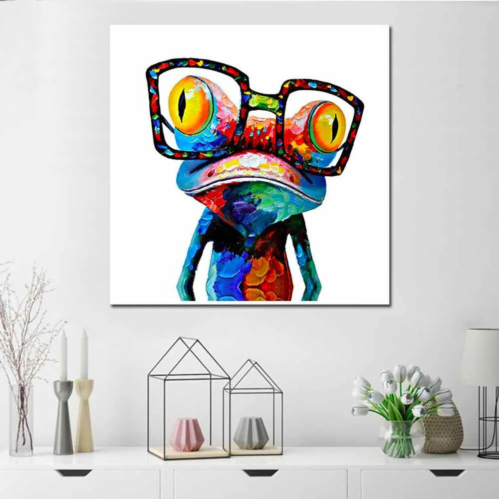 

HAOCHU Cartoon Frog Poster For Living Room Home Decor Painting Print Poster Simple Nordic Wall Picture Canvas Painting