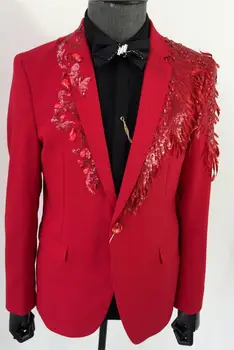 

men suits designs masculino homme terno stage costumes for singers mens blazers dance red sequin clothes star style dress punk