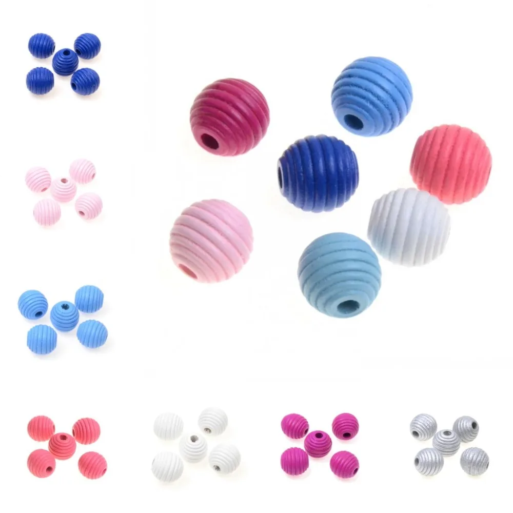 MIAOCHI DIY 20PCs 20mm Thread Beehive Wooden Beads For Jewelry Making Crafts Kids Toys Teething Spacer Beading | Украшения и