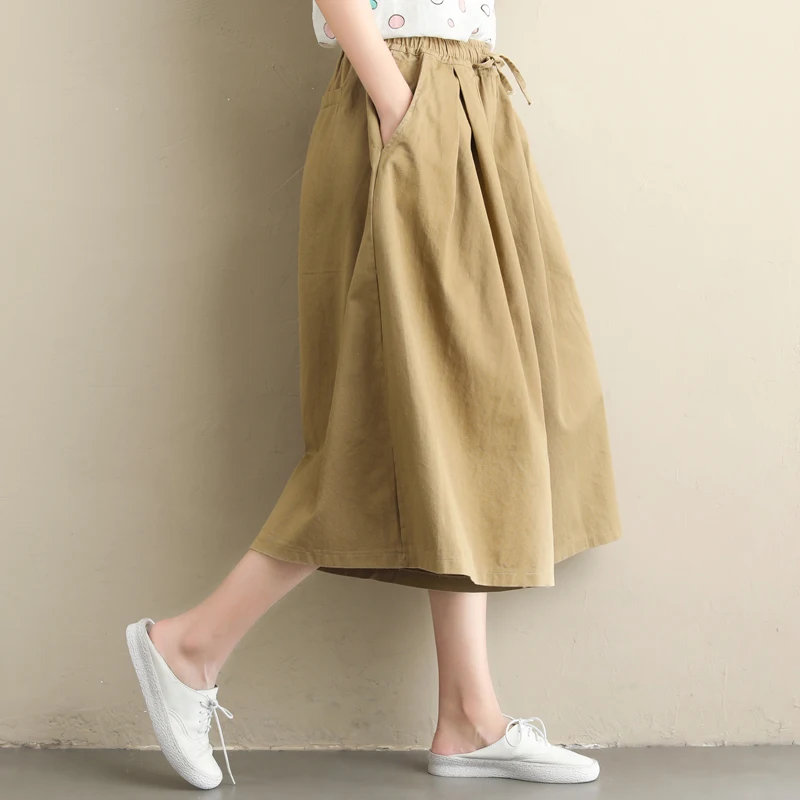 #0672 Summer Solid Color Wide Leg Pants Women Calf-length Elastic Waist Plus Size Casual Ladies Trousers Vintage Trousers Female #0672 Summer Solid Color Wide Leg Pants Women Calf-length Elastic Waist Plus Size Casual Ladies Trousers Vintage Trousers Female