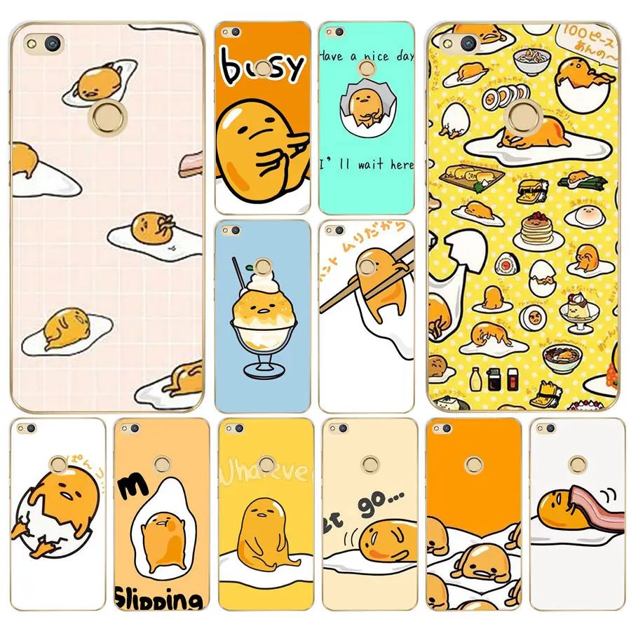 

130AD Gudetama Character Egg Hard Transparent Cover Case for Huawei p8 P20 honor 9 Lite mate 10 pro y6 y5 2017