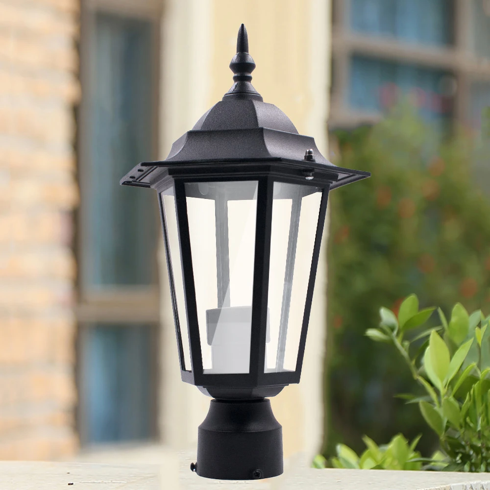 lampara de poste de iluminacion para exteriores farol para jardin patio entrada accesorio negro linterna con gancho para colgar para acampar