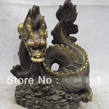 Китайский буддизм красная бронзовая позолота счастливое богатство золотой слиток Дракон статуэтка фэншуй