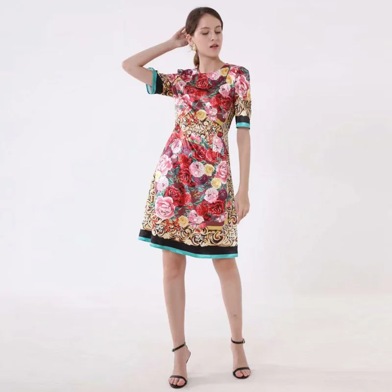 

Plus Size Milan Runway Designer High Quality Summer New Women'S Fashion Party Sexy Boho Beach Vintage Elegant Chic Print Dress