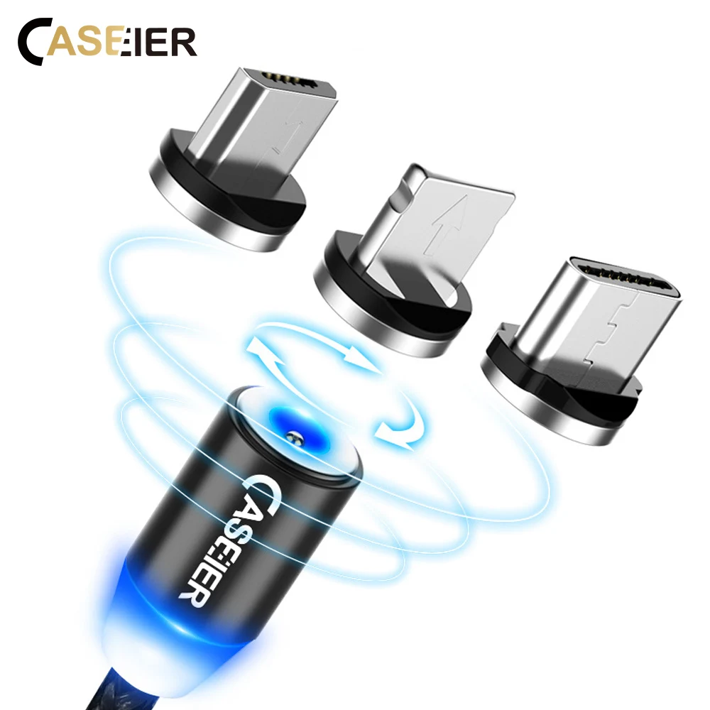 CASEIER Micro USB зарядный кабель для iPhone X XR XS Max 8 7 6 6s Plus 1 м 3 в Магнитный Samsung S9 S8 LED Kabel |
