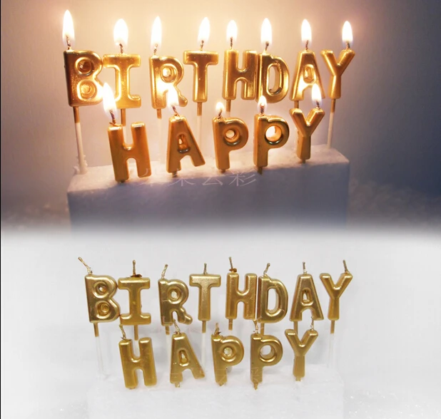 Aliexpress.com : Buy 1 Set Gold / Silver HAPPY BIRTHDAY Candle Cake
