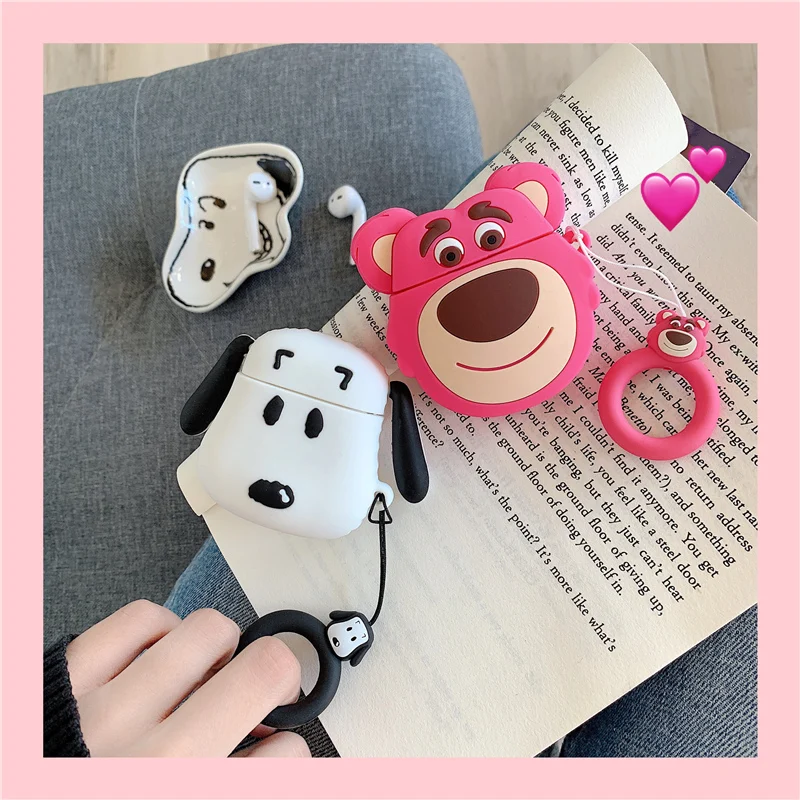 Cartoon bear dog Bluetooth headset cover for apple airpods case wireless headphone soft silicon earphone charging box case