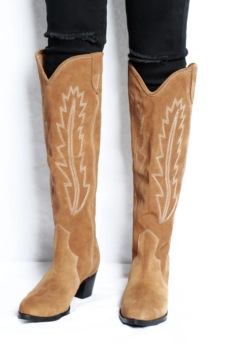 black suede cowboy boots