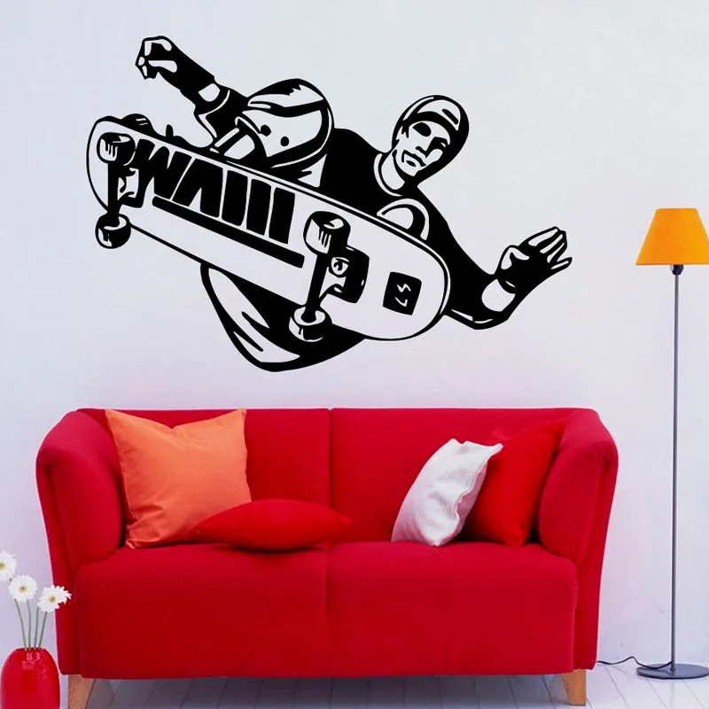 Skateboard Extreme Sports Wall Decals Skate Player Home Decoration Waterproof Vinyl Art Wall