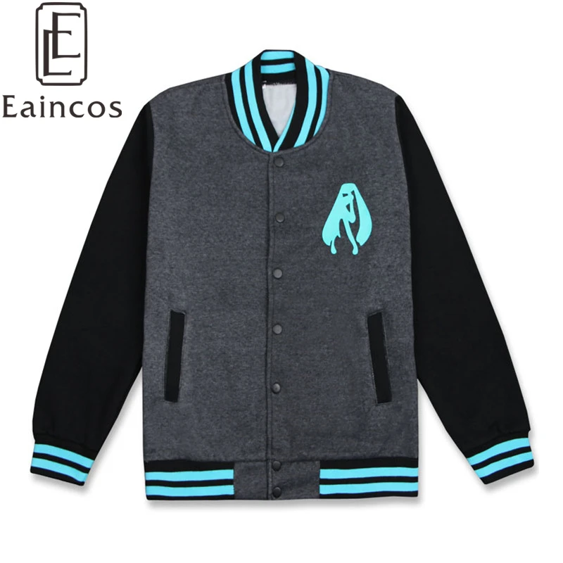 

Anime Vocaloid Hatsune Miku Baseball Uniform Cosplay Party Costume Jacket Dark Grey Thick Warm Coat